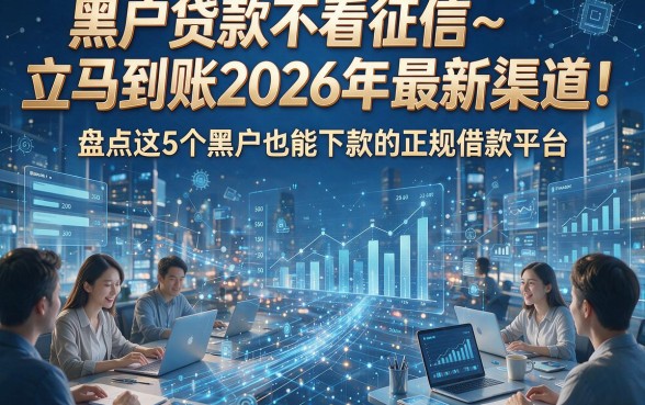 黑户贷款不看征信~立马到账2026年最新渠道！盘点这5个黑户也能下款的正规借款平台