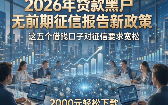 2026年贷款黑户无前期征信报告新政策，这五个借钱口子对征信要求宽松，2000元轻松下款