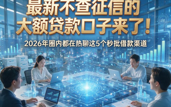 最新不查征信的大额贷款口子来了！2026年圈内都在热聊这5个秒批借款渠道
