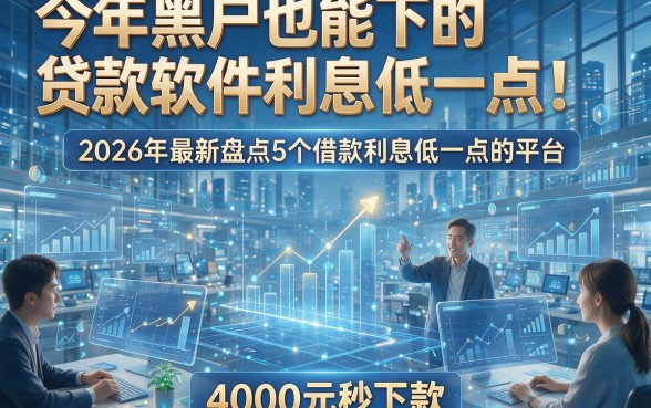 今年黑户也能下的贷款软件利息低一点！2026年最新盘点5个借款利息低一点的平台，4000元秒下款