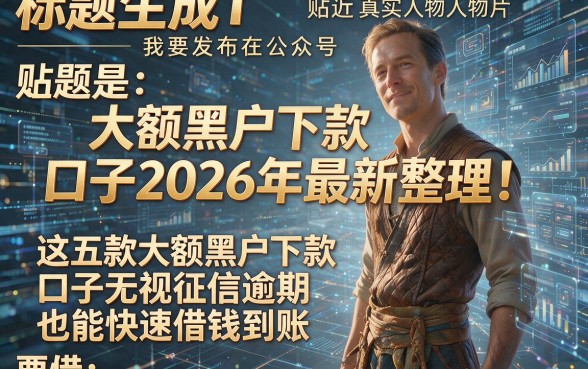 大额黑户下款口子2026年最新整理！这五款大额黑户下款口子无视征信逾期也能快速借钱到账