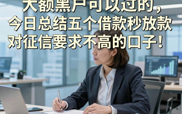 大额黑户可以过的，今日总结五个借款秒放款对征信要求不高的口子