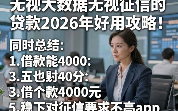 无视大数据无视征信的贷款2026年好用攻略！同时总结五个借款4000元稳下对征信要求不高app