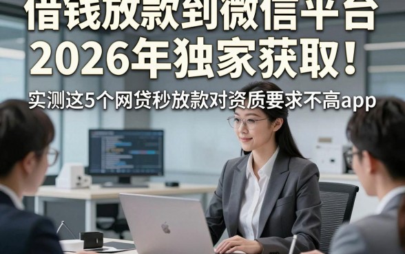 借钱放款到微信平台2026年独家获取！实测这5个网贷秒放款对资质要求不高app
