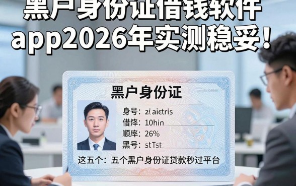 黑户身份证借钱软件app2026年实测稳妥！顺便展示这五个黑户身份证贷款秒过的平台