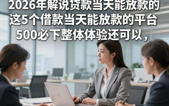2026年解说贷款当天能放款的，这5个借款当天能放款的平台500必下整体体验还可以