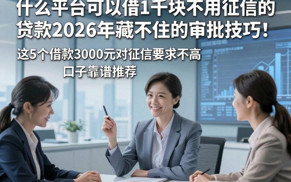 什么平台可以借1千块不用征信的贷款2026年藏不住的审批技巧！这5个借款3000元对征信要求不高口子靠谱推荐
