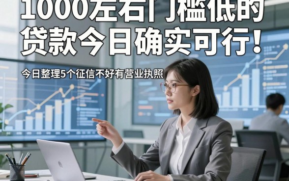 1000左右门槛低的贷款今日确实可行！今日整理5个征信不好有营业执照