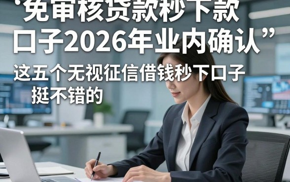 免审核贷款秒下款口子2026年业内确认，这五个无视征信借钱秒下口子挺不错的