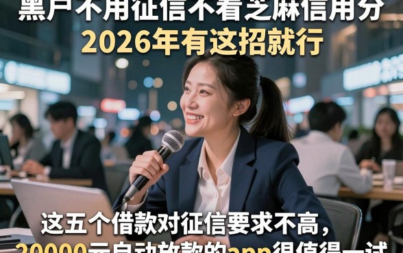 黑户不用征信不看芝麻信用分2026年有这招就行，这五个借款对征信要求不高20000元自动放款的app很值得一试