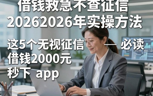 借钱救急不查征信20262026年实操方法，必读​这5个无视征信借钱2000元秒下app