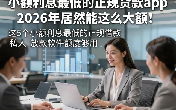 小额利息最低的正规贷款app2026年居然能这么大额！这5个小额利息最低的正规借款私人放款软件额度够用