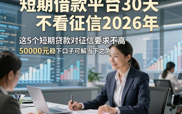 短期借款平台30天不看征信2026年，这5个短期贷款对征信要求不高50000元稳下口子可解当下之急