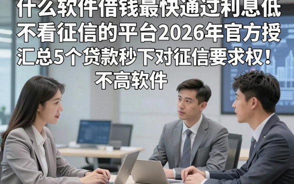 什么软件借钱最快通过利息低不看征信的平台2026年官方授权！汇总5个贷款秒下对征信要求不高软件