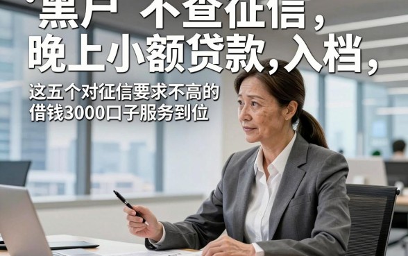黑户不查征信晚上小额贷款，入档​这五个对征信要求不高的借钱3000口子服务到位