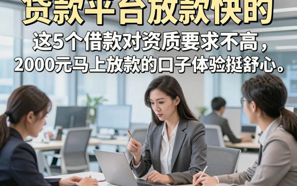 贷款平台放款快的，评析这5个借款对资质要求不高2000元马上放款的口子体验挺舒心