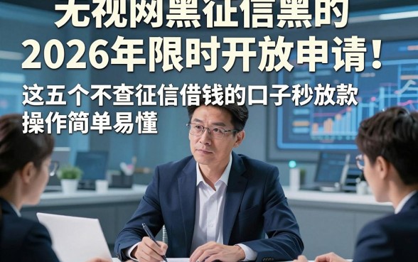 无视网黑征信黑的2026年限时开放申请！这五个不查征信借钱的口子秒放款操作简单易懂