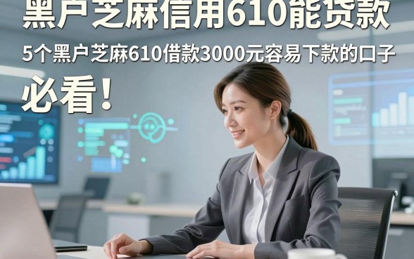 黑户芝麻信用610能贷款，必看​5个黑户芝麻610借款3000元容易下款的口子