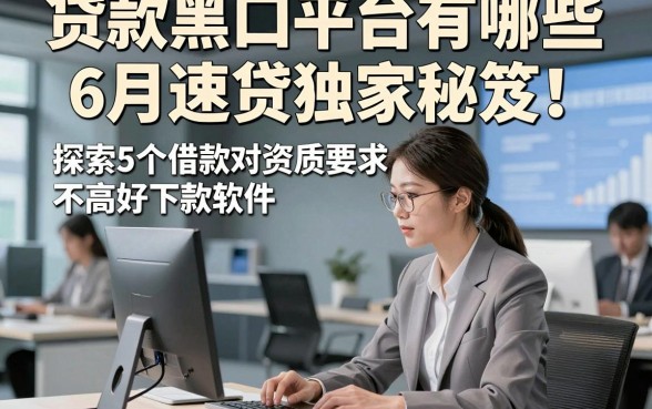 贷款黑口平台有哪些6月速贷独家秘笈！探索5个借款对资质要求不高好下款软件
