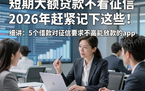 短期大额贷款不看征信2026年赶紧记下这些！细讲​5个借款对征信要求不高能放款的app