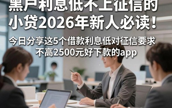 黑户利息低不上征信的小贷2026年新人必读！今日分享这5个借款利息低对征信要求不高2500元好下款的app