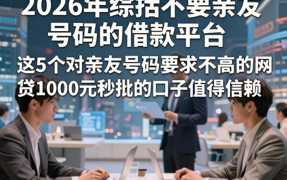 2026年综括不要亲友号码的借款平台,这5个对亲友号码要求不高的网贷1000元秒批的口子值得信赖