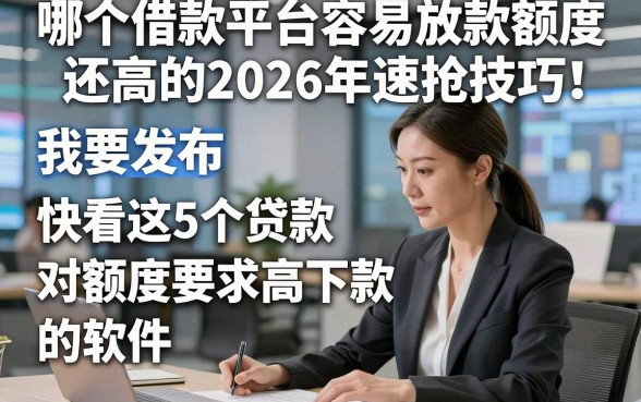 哪个借款平台容易放款额度还高的2026年速抢技巧！快看这5个贷款对额度要求高下款的软件