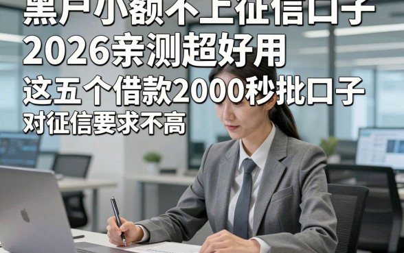 黑户小额不上征信口子，2026亲测超好用这五个借款2000秒批对征信要求不高口子