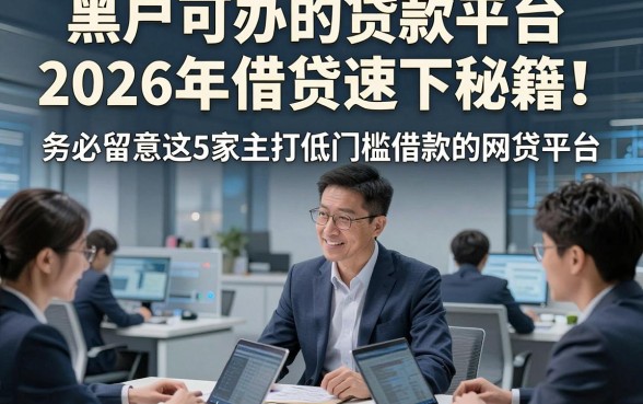 黑户可办的贷款平台2026年借贷速下秘籍！务必留意这5家主打低门槛借款的网贷平台