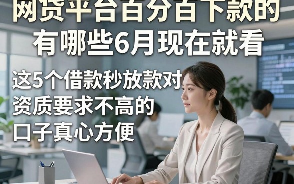 网贷平台百分百下款的有哪些6月现在就看，这5个借款秒放款对资质要求不高的口子真心方便