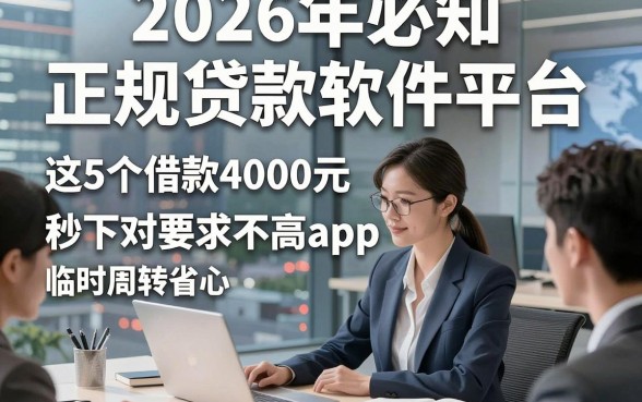 2026年必知​正规贷款软件平台，这5个借款4000元秒下对要求不高app临时周转省心