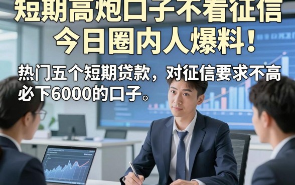 短期高炮口子不看征信今日圈内人爆料！热门五个短期贷款对征信要求不高必下6000的口子