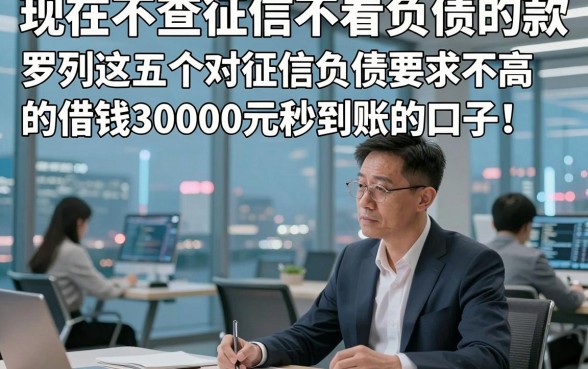 现在不查征信不看负债的借款平台，罗列这五个对征信负债要求不高的借钱30000元秒到账的口子