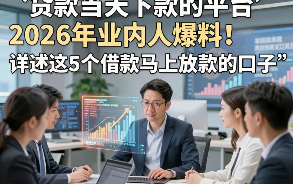 贷款当天下款的平台2026年业内人爆料！详述这5个借款马上放款的口子