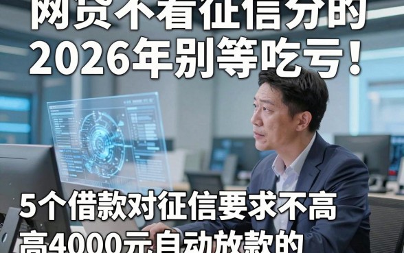 网贷不看征信分的2026年别等吃亏！本文剖析5个借款对征信要求不高4000元自动放款的app