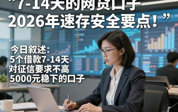 7-14天的网贷口子2026年速存安全要点！今日叙述5个借款7-14天对征信要求不高5000元稳下的口子