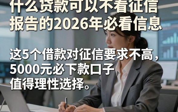 什么贷款可以不看征信报告的2026年必看信息，这5个借款对征信要求不高5000元必下款口子值得理性选择