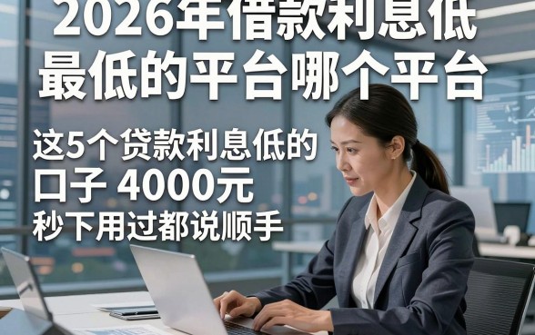 2026年借款利息低最低的平台哪个平台，这5个贷款利息低的口子4000元秒下用过都说顺手