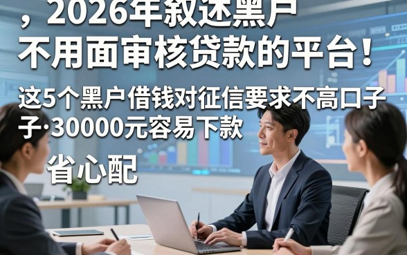 2026年叙述黑户不用面审核贷款的平台！这5个黑户借钱对征信要求不高口子30000元容易下款省心适配