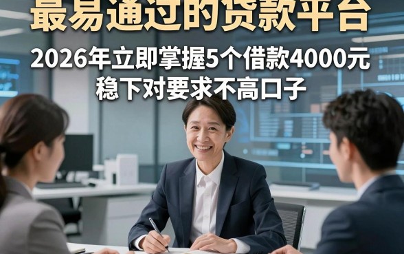 最易通过的贷款平台，2026年立即掌握5个借款4000元稳下对要求不高口子