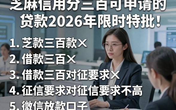 芝麻信用分三百可申请的贷款2026年限时特批！罗列5个借款三百对征信要求不高微信放款口子
