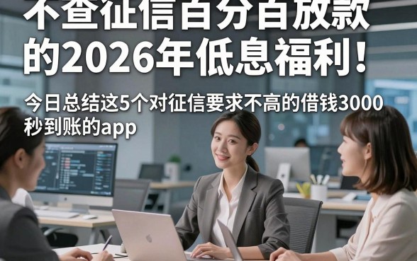 不查征信百分百放款的2026年低息福利！今日总结这5个对征信要求不高的借钱3000秒到账的app