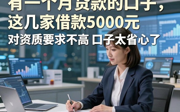 有一个月贷款的口子，这几家借款5000元对资质要求不高口子太省心了