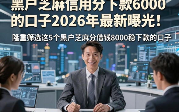 黑户芝麻信用分下款6000的口子2026年最新曝光！隆重筛选这5个黑户芝麻分借钱8000稳下款的口子