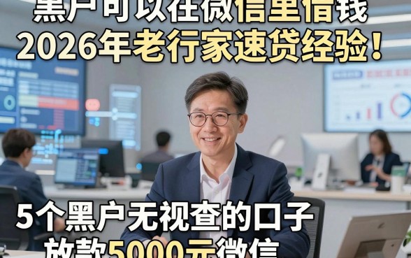 黑户可以在微信里借钱2026年老行家速贷经验！带您论述5个黑户无视查的口子放款5000元微信