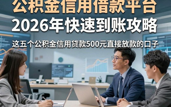公积金信用借款平台，2026年快速到账攻略这五个公积金信用贷款500元直接放款的口子