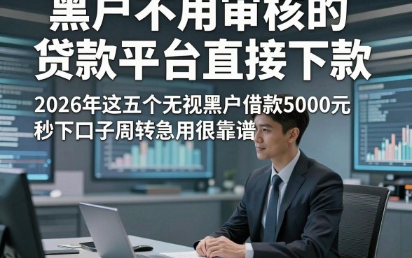 黑户不用审核的贷款平台直接下款，2026年这五个无视黑户借款5000元秒下口子周转急用很靠谱