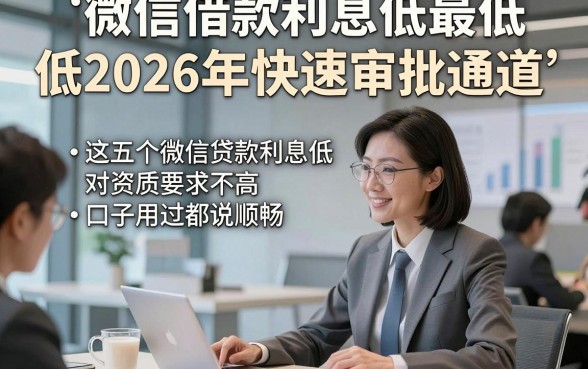 微信借款利息低最低2026年快速审批通道，这五个微信贷款利息低对资质要求不高口子用过都说顺畅