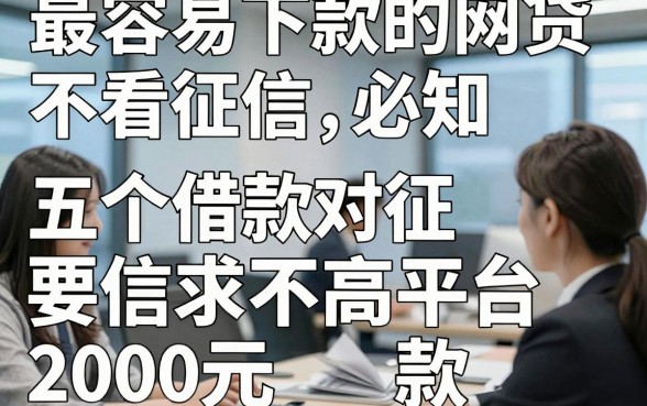 最容易下款的网贷不看征信，必知​五个借款对征信要求不高平台2000元能下款
