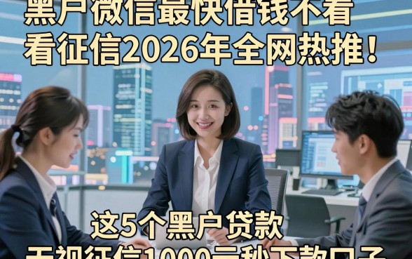 黑户微信最快借钱不看征信2026年全网热推！顺便介绍这5个黑户贷款无视征信1000元秒下款口子